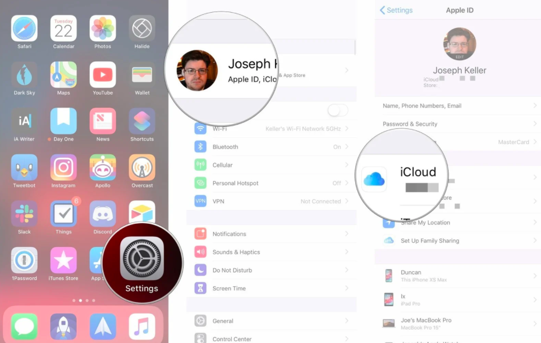 whatsapp icloud backup setup screens