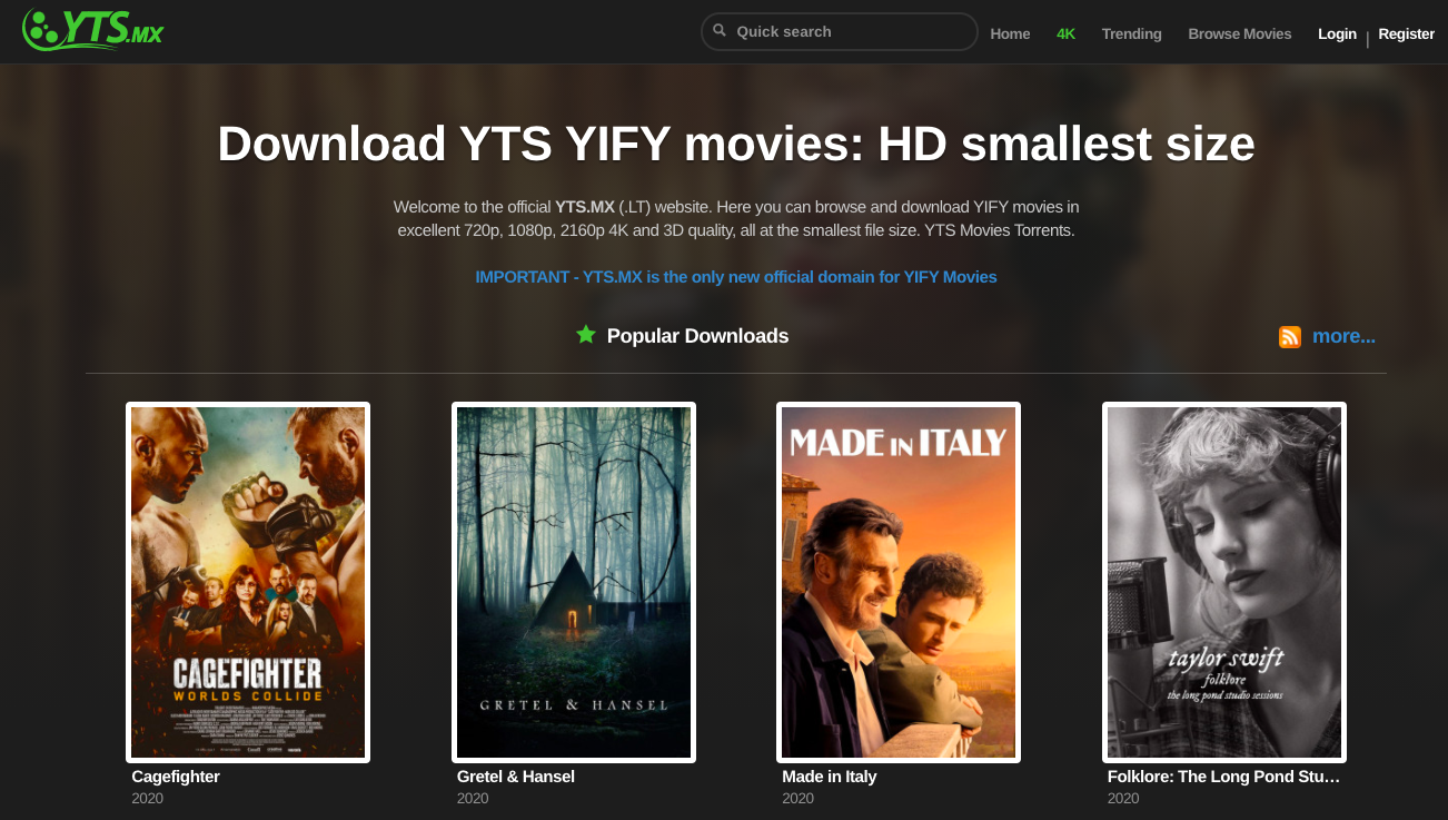 Yify 2021 The Official Home of YTS Movies Torrent Download